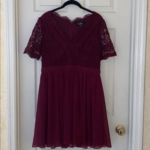 Burgundy Lace Skater Dress